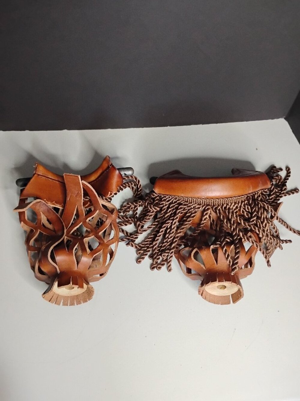 Leather Pool Table Pockets With Fringe Set of 6